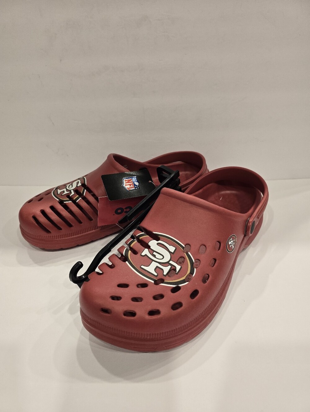 Men's 49ers NFL FOCO Red Clog Shoes Tagged As Size 11-12